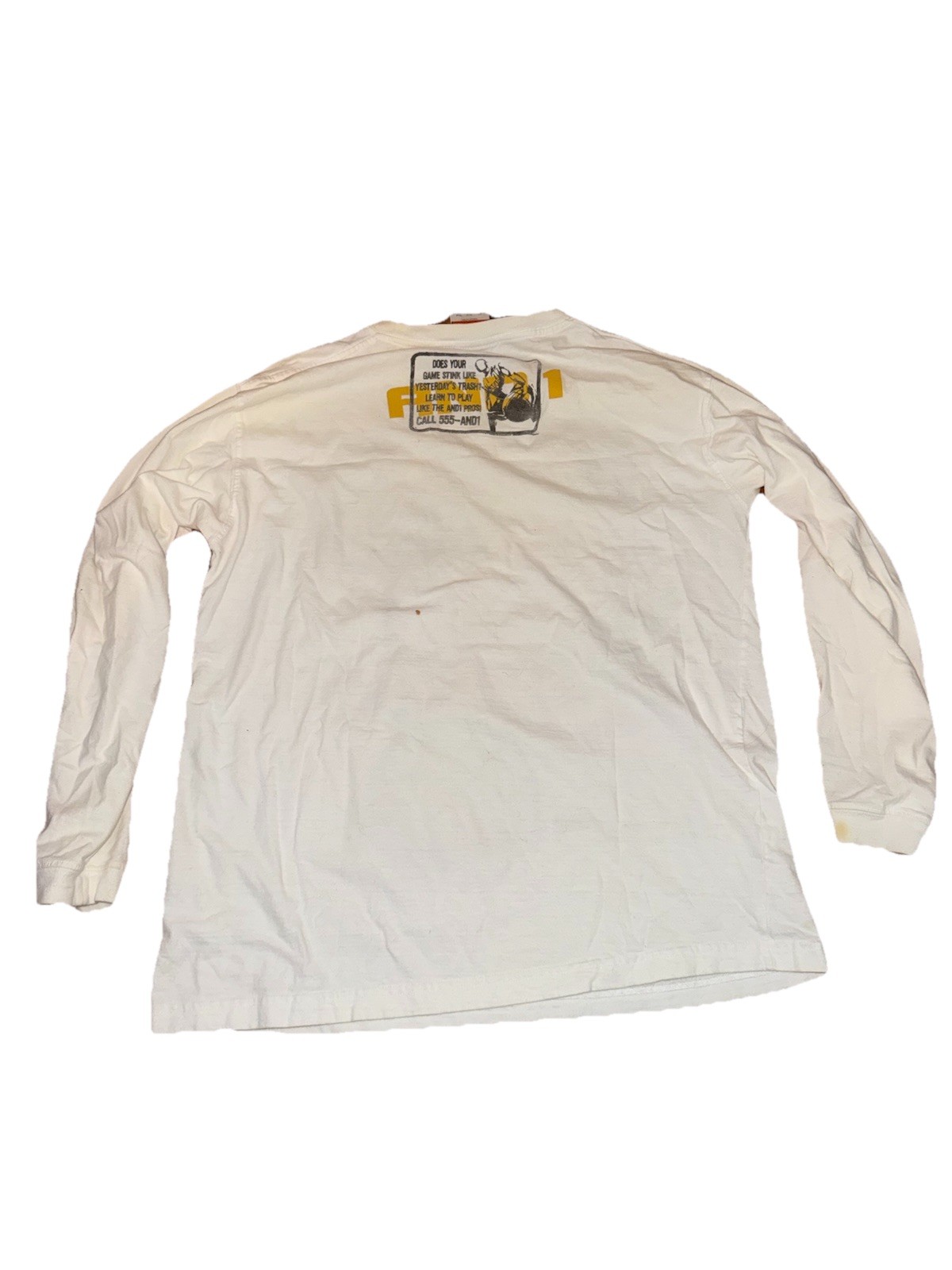 Vintage AND1 White Long Sleeve Trash Talk Basketball T-Shirt M gallery