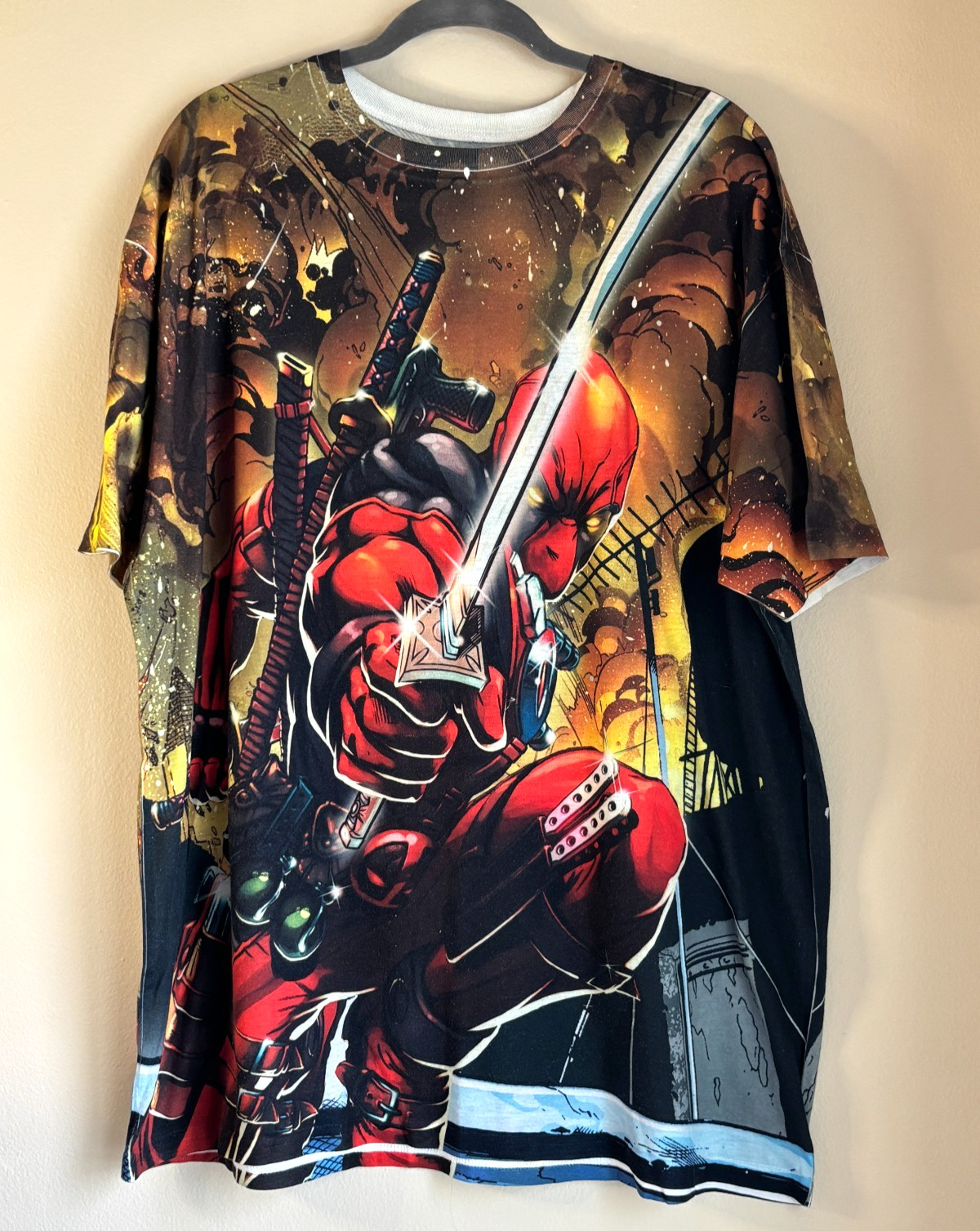 Marvel Universe Deadpool Tee Shirt Men's 2XL All Over Print Double-Sided Graphic gallery