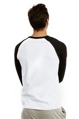 Top Pro Men’s Cotton Full Raglan Sleeve Baseball Tee Shirt (S, Black/White)