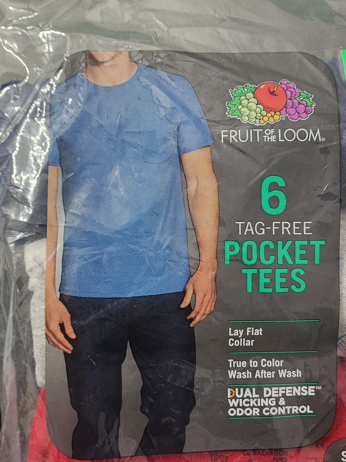 Fruit Of The Loom 6P30BG Men's Fashion Pocket T-Shirts - 6 Pack Sz S gallery