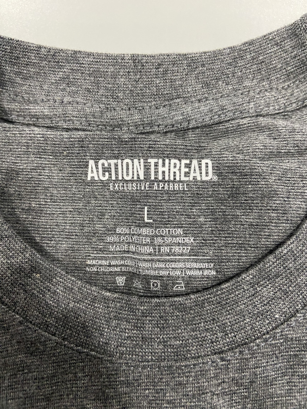 ACTION THREAD APARREL LIGHTWEIGHT LONG SLEEVE TEE MENS - SIZE: LARGE - CHARCOAL gallery