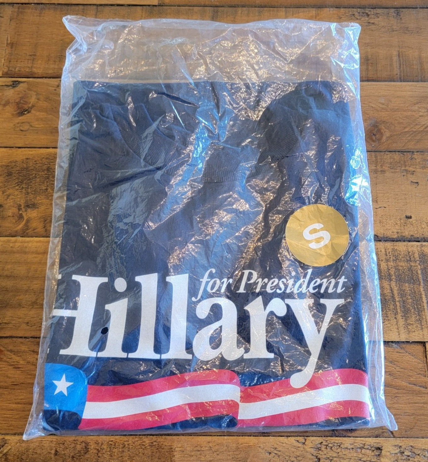 Hillary Clinton for President T-shirt Small S Blue USA Flag Logo Union Made