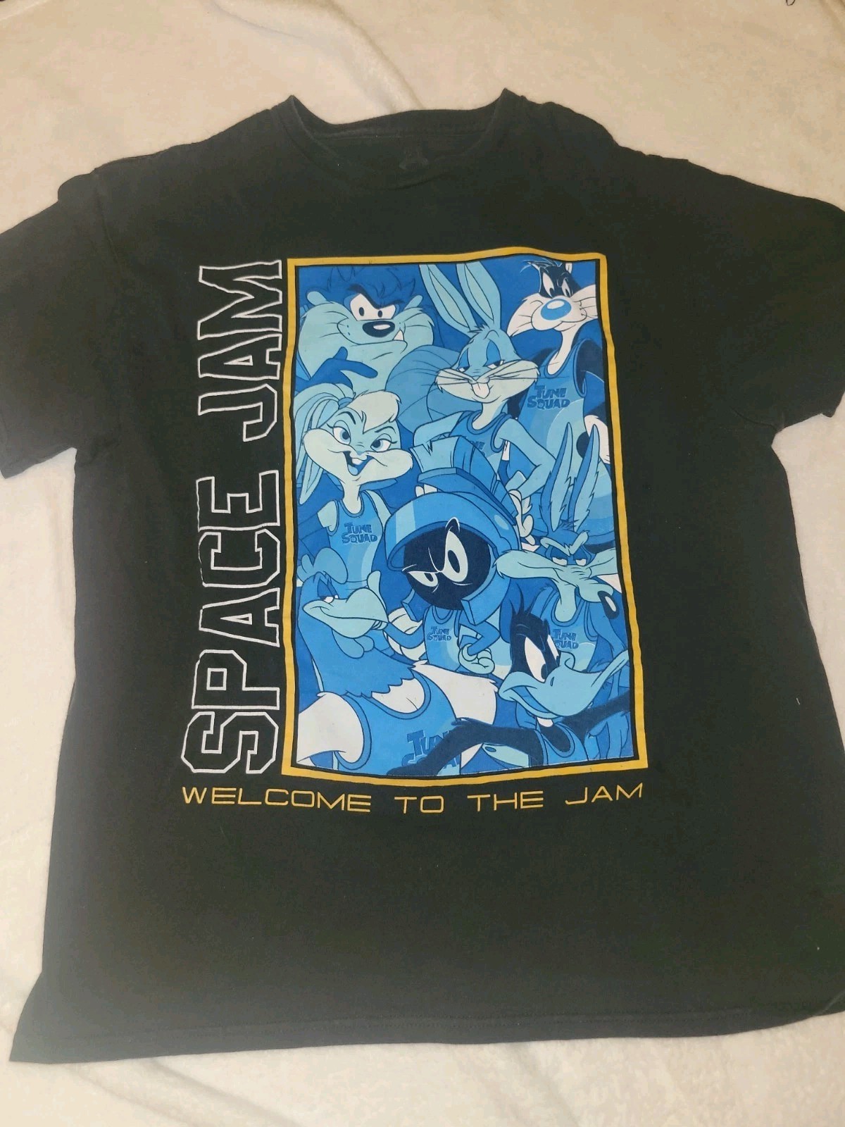 Space Jam Men’s L Black Short Sleeve Crew Neck Looney Tunes Graphic Logo Tee gallery
