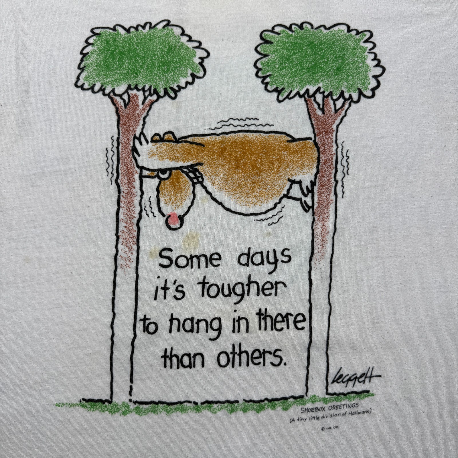 Vintage 90s Tougher to Hang in There Funny Sloth Cartoon Quotes Shirt USA Large gallery