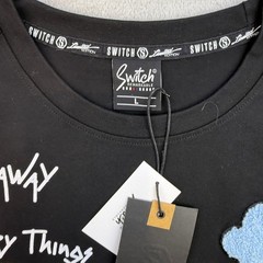 Switch Remarkable T Shirt Mens Large Black Graphic Mixed Media Patch Streetwear
