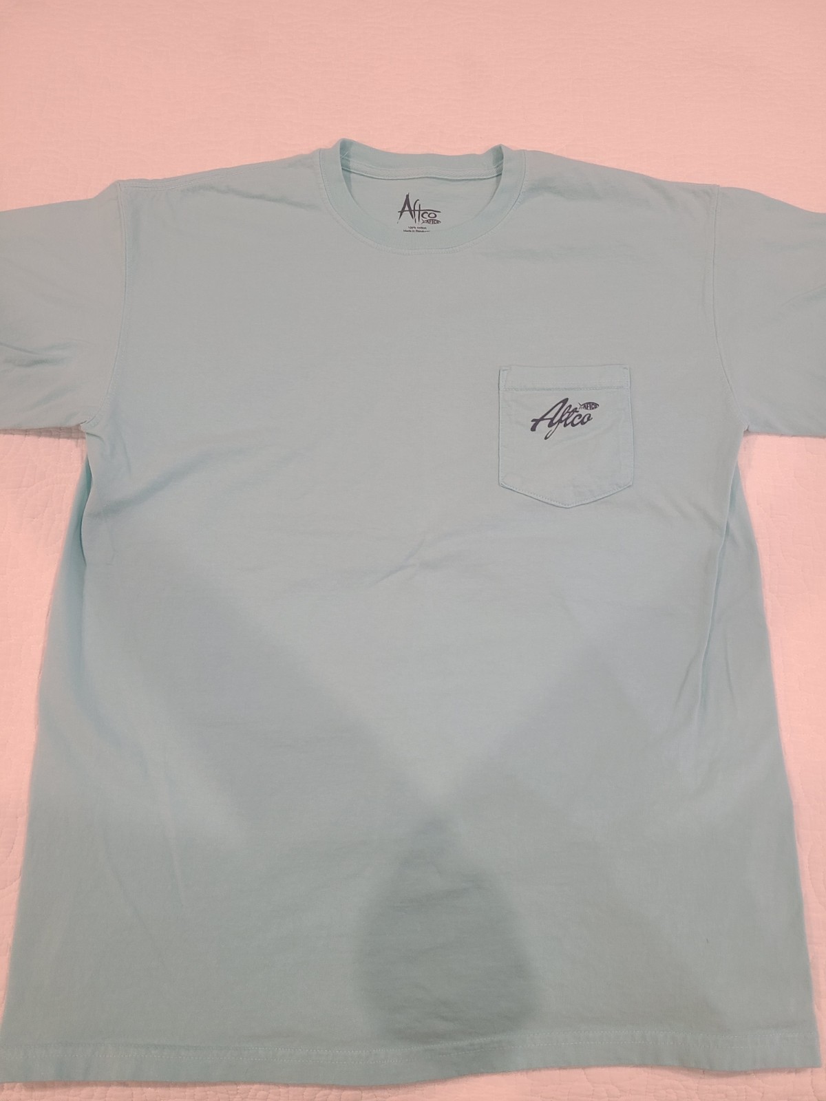 Aftco Graphic Logo Pocket T-Shirt Short Sleeve Cotton Knit - size L gallery