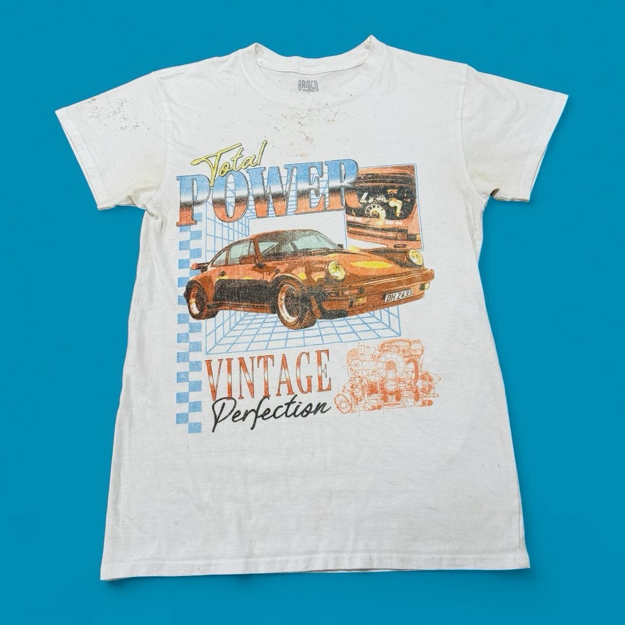 Brisco Apparel Vintage Perfection 80s Porsche Graphic White Tee T-Shirt Unisex M gallery