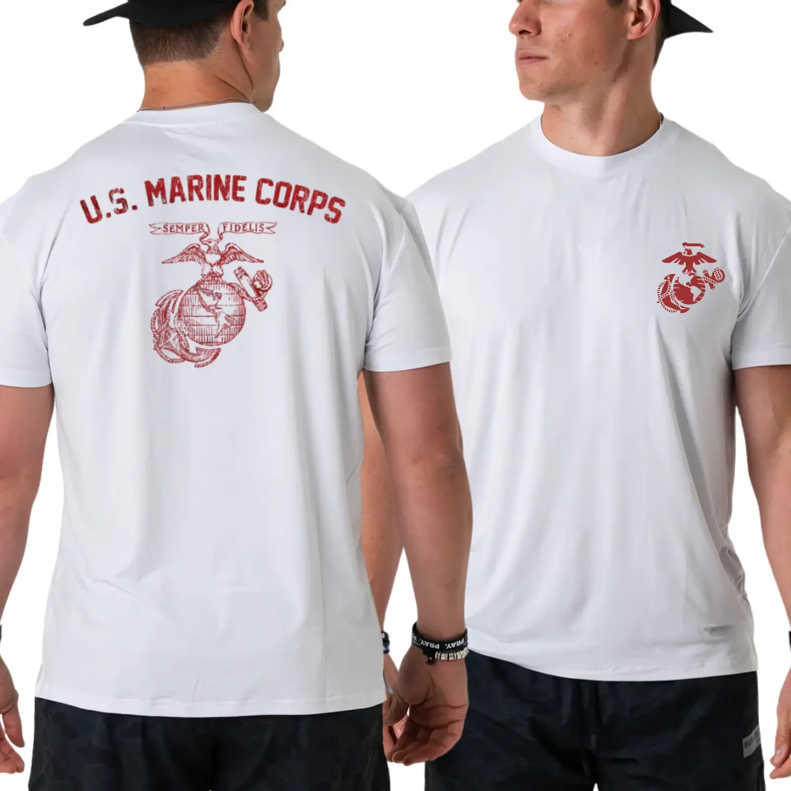 U.S. Marine Corps Semper Fi T-shirt, Red Eagle Globe And Anchor 2 Sides