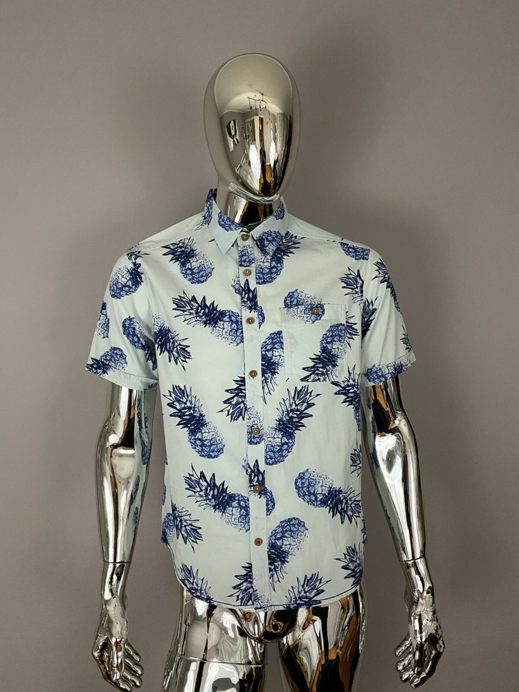 Burnside Blue Graphic Button Down Shirt Size XL