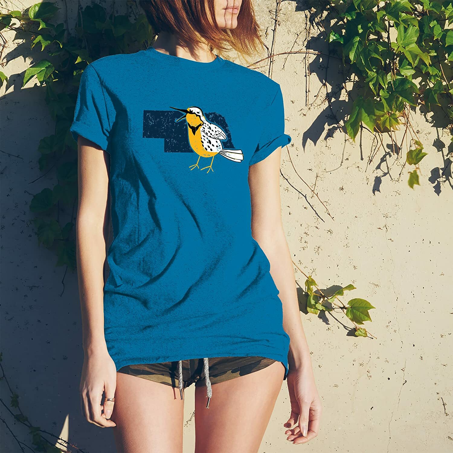 Nebraska State Bird - State Pride T Shirt - Heather Sapphire gallery