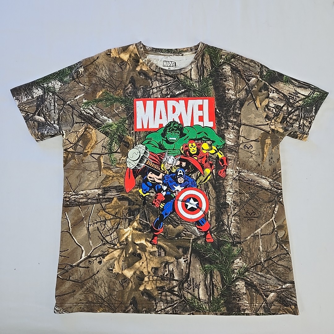 HTF Marvel Avengers Realtree Xtra Camo Graphic T Shirt Men’s XL Dynasty Apparel
