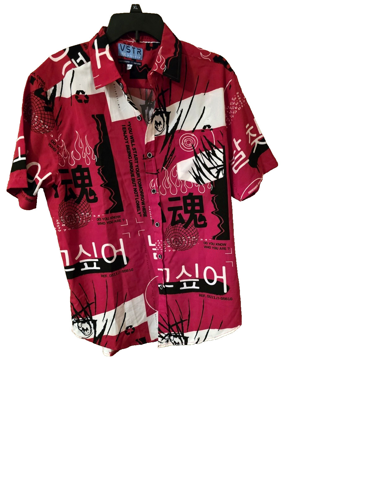 VSTR 4 way Stretch shirt man button down shirt sleeve red polyester spandex NWOT gallery