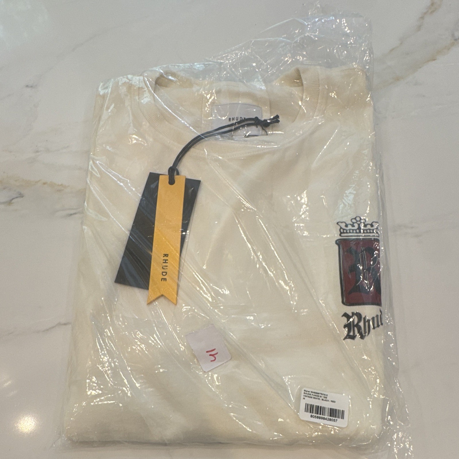RHUDE Fumar S1 Tee Men’s M White Black Red Cotton Graphic Logo Crew Neck