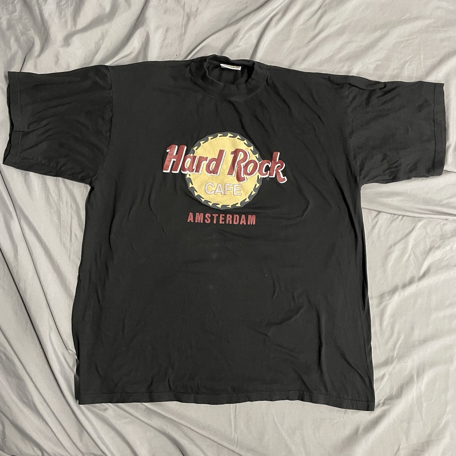 Vintage 90s Hard Rock Cafe T Shirt Mens Sz XL Amsterdam Restaurant Grunge Black