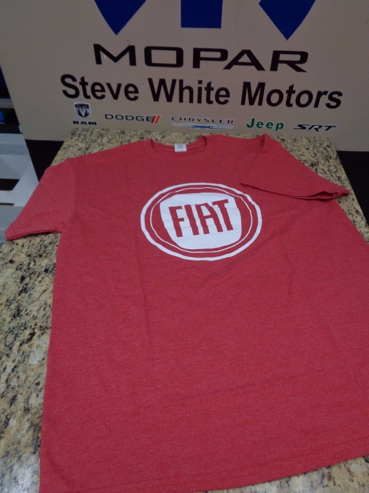 New Fiat Stamp Logo T-Shirt Shirt Tshirt Red & White Medium 50% cotton 50% poly