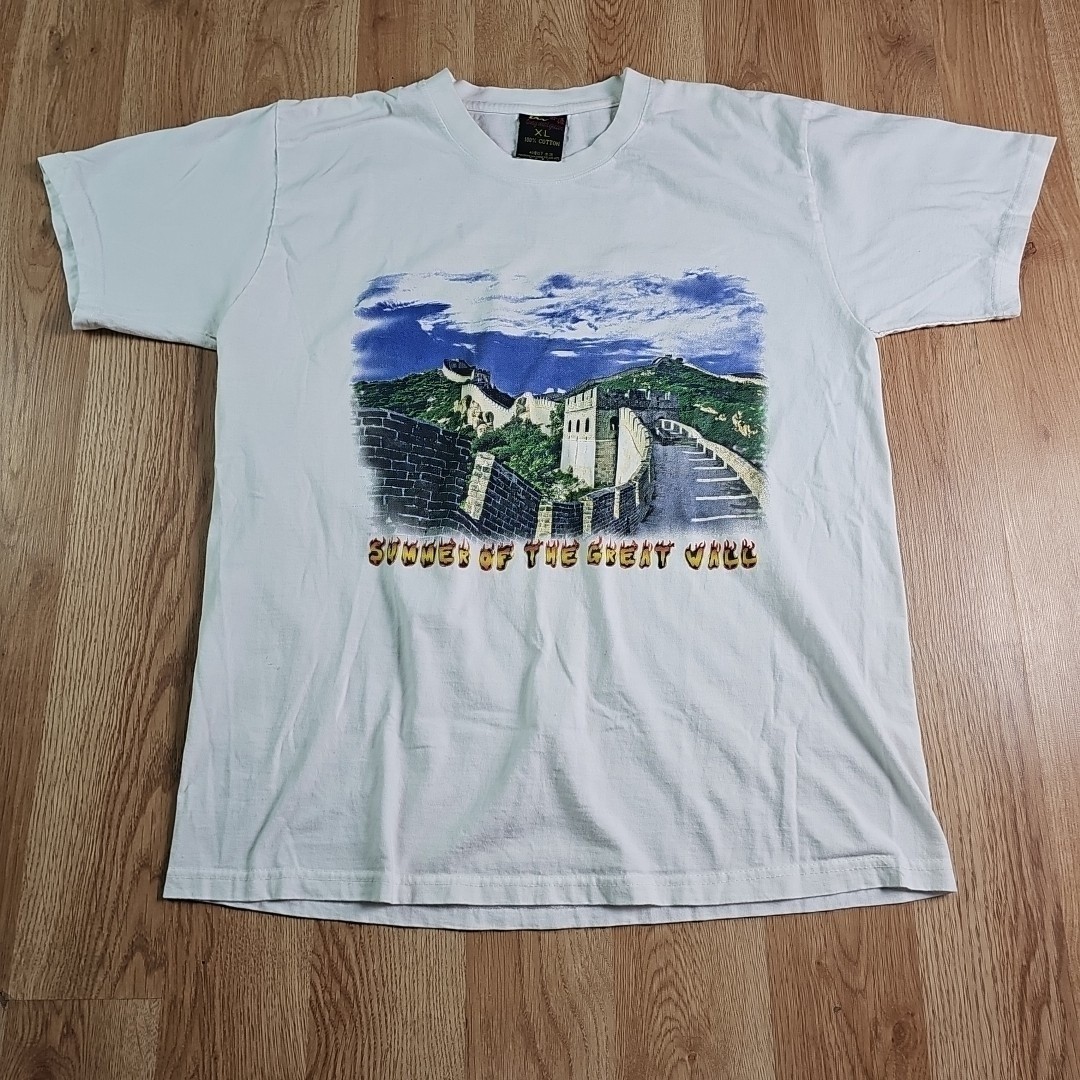 Vintage 80s Great Wall Of China Chinese Dragon Asian Culture Shirt Size XL Logo