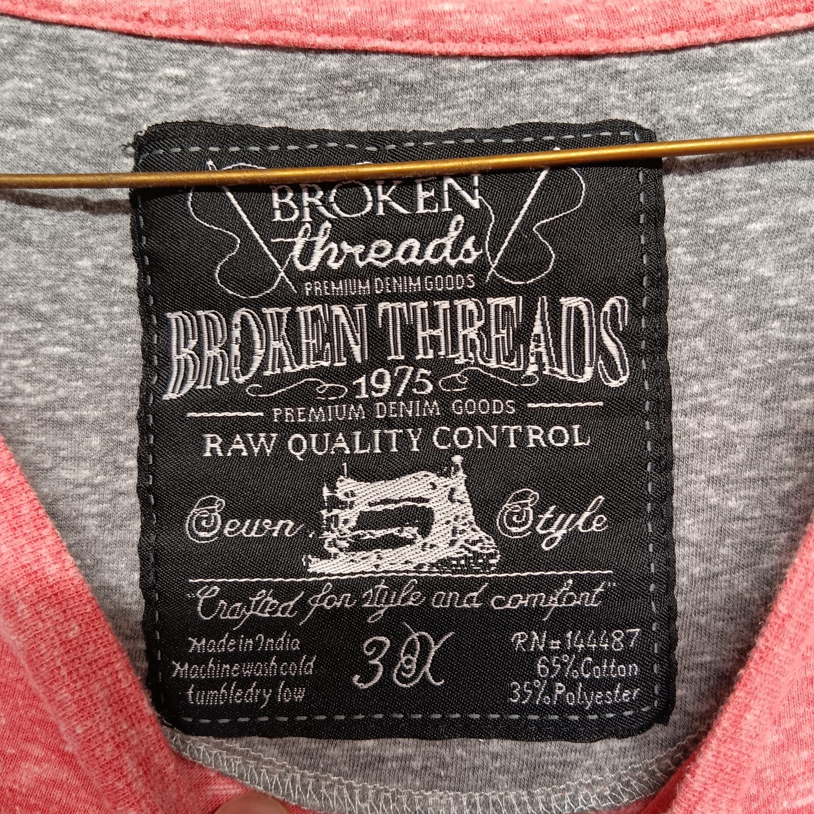 Broken Threads Cotton Blend 3 Button Henley T-Shirt Pink Short Sleeve Men 3X gallery