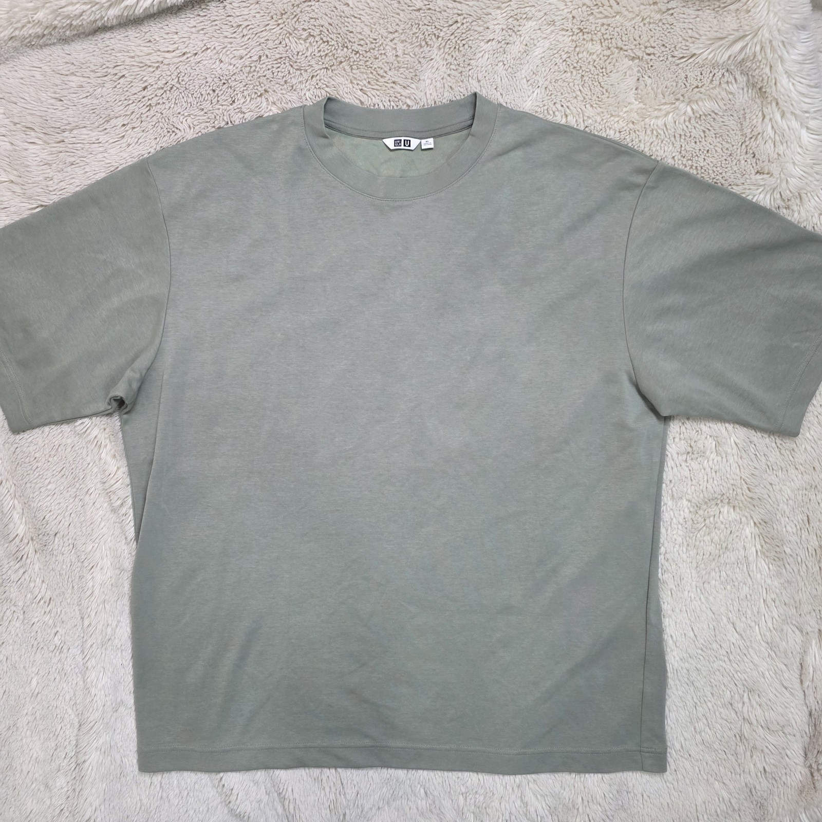 Uniqlo AIRism Cotton Oversized Crew Neck T-Shirt Light Green Sage Size XL EUC gallery