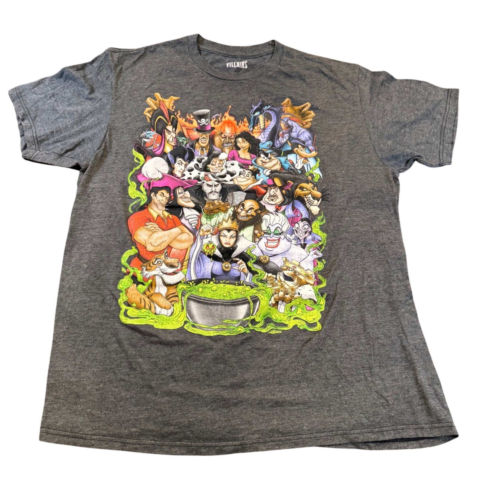 Disney Villains Graphic T-Shirt Charcoal Grey Maleficent Ursula Gaston Men Sz XL gallery