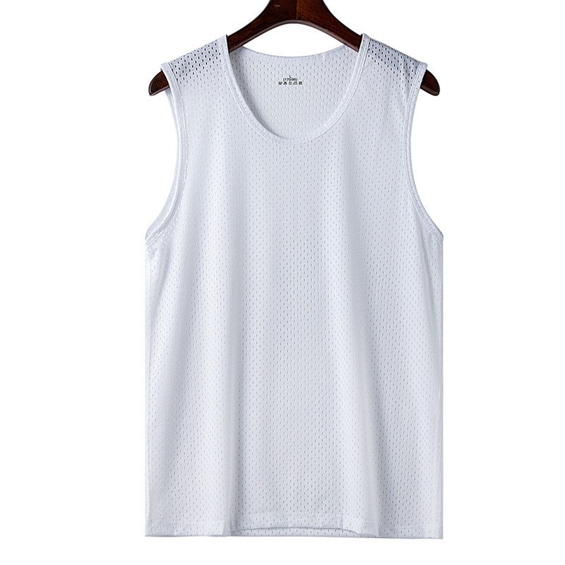 Summer Thin Sleeveless Sports TShirt Men's Ice Silk Mesh Fitness Shirt (L 5XL) gallery