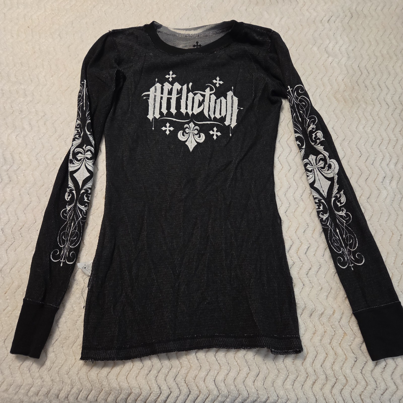 Y2K Affliction Live Fast Reversible Thermal Shirt Mens XS Made In USA See Pics gallery