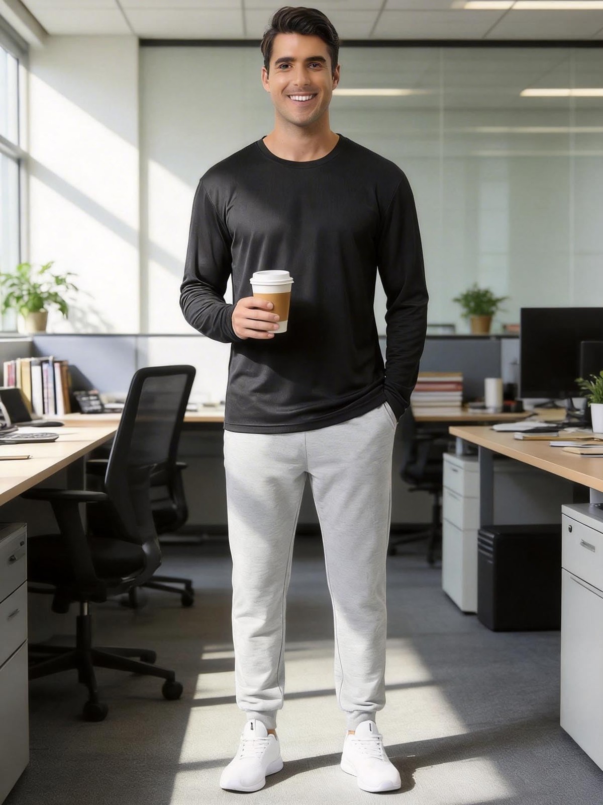 5 Pack Quick Dry Fit Men Long Sleeve T Shirts Sport Casual Construction Work ... gallery