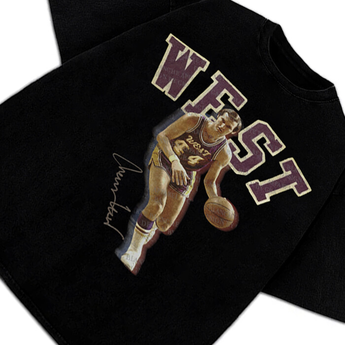 Jerry West Tribute T-Shirt The Logo Basketball Custom Fan Made Art Vintage Tee gallery