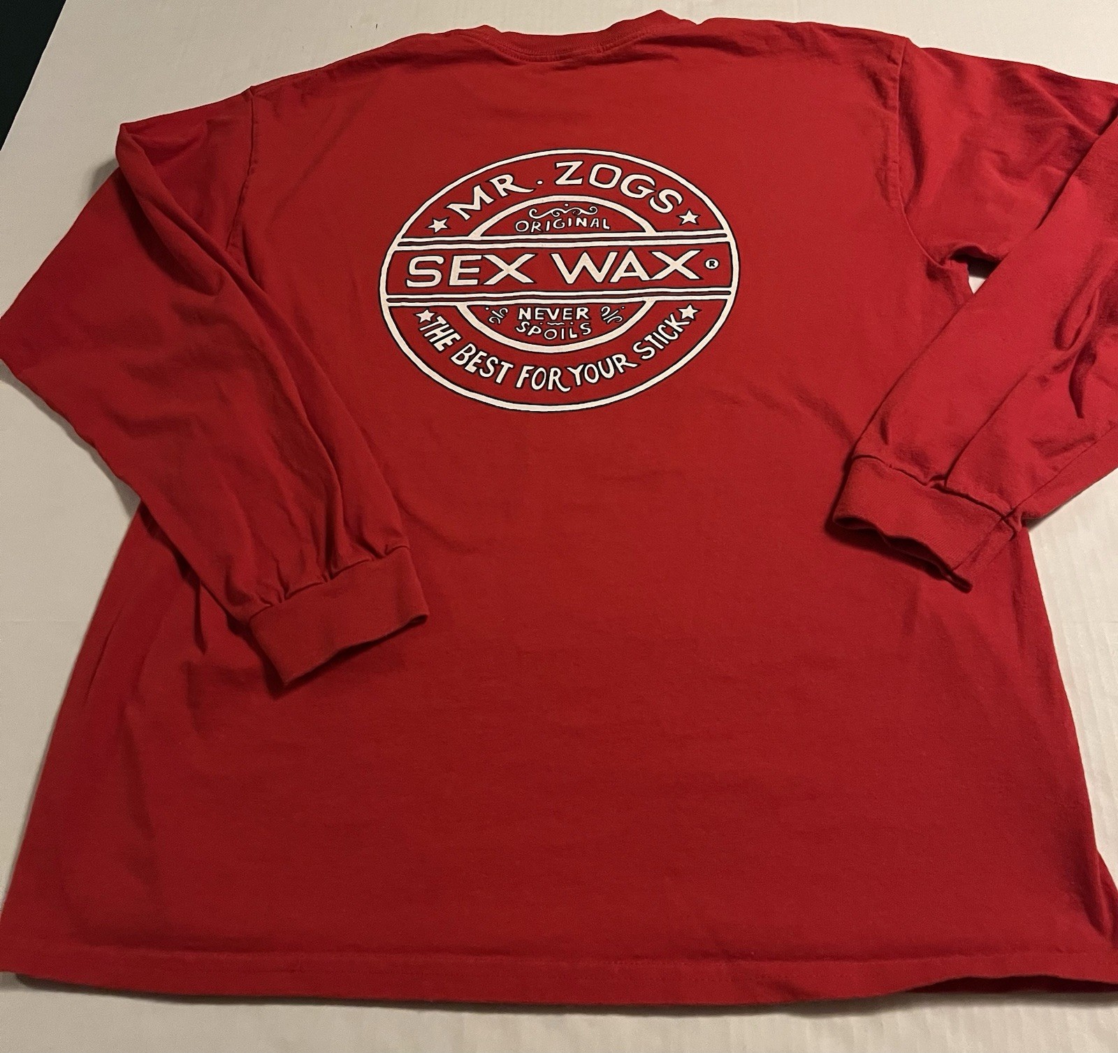 Mr Zogs Sex Wax Surf Board Wax Long Sleeve Red T-Shirt LARGE Beach Summer Ocean gallery