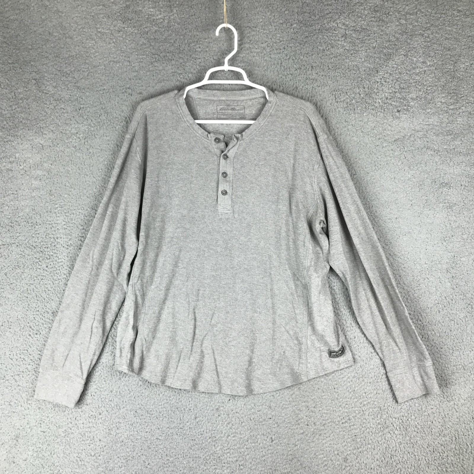 Eddie Bauer Henley Shirt Mens Large Gray Long Sleeve Pullover Casual Outdoor Top gallery