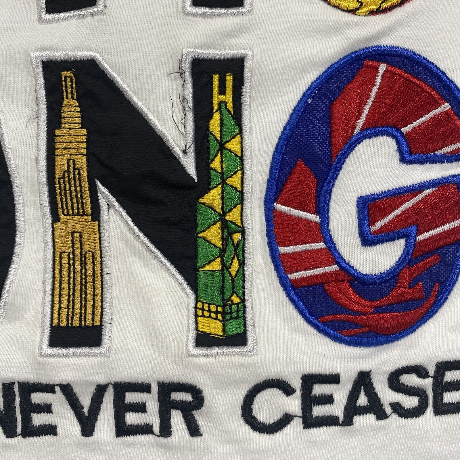 Vintage Hong Kong T Shirt Wonders Never Cease Embroidered Super Detailed Large gallery