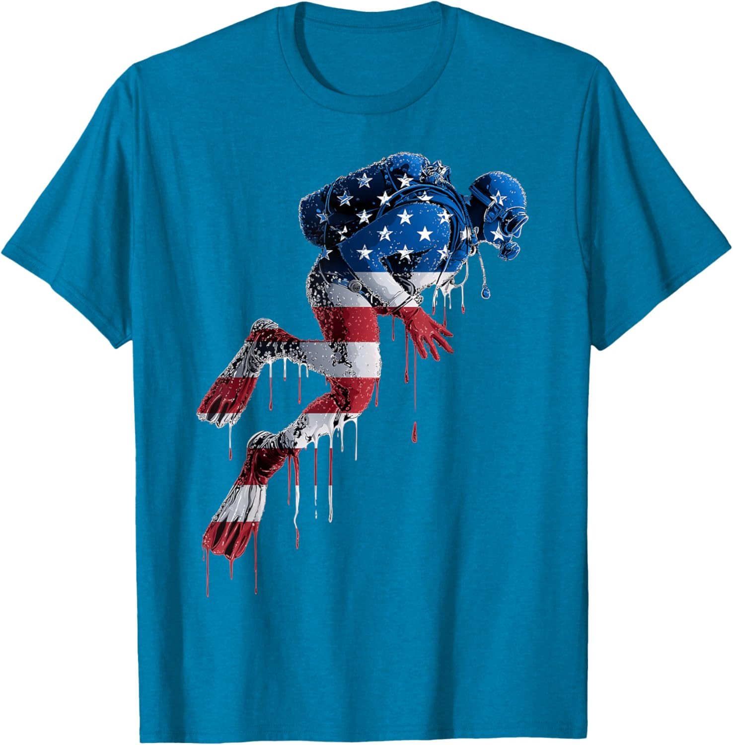 Scuba Diver Scuba Diving American Flag USA Drip Graffiti Unisex T-Shirt gallery