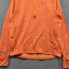 Nike Shirt Mens Small Orange Running Reflective Thermal Long Sleeve Half Zip
