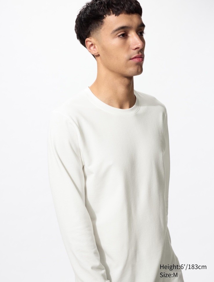 Uniqlo Heattech Extra Warm Cotton Crewneck Heat Tech T-Shirt White Size S gallery