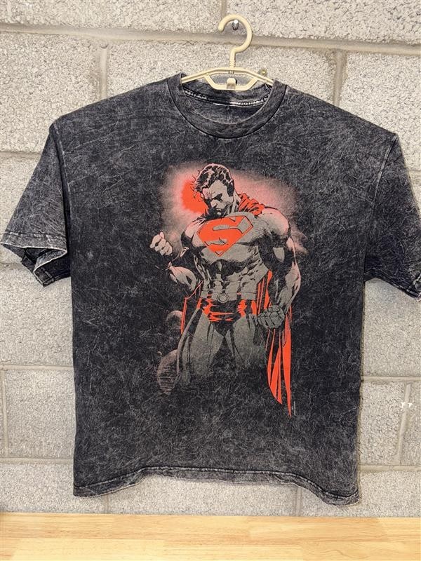 🔥 Superman DC Comics Acid Wash Graphic Tee L 2010s Streetwear Hero gallery