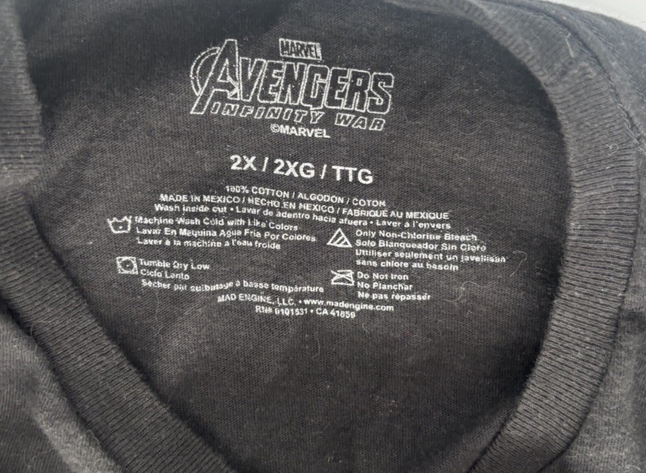Marvel Avengers Infinity War Men’s 2X Black Graphic Logo Crew Neck T-Shirt gallery
