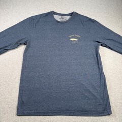 Salty Crew Premium Technical T Shirt LS Tuna Print Blue Gray Sz L UPF 40