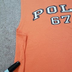 Vintage 90s Polo Sport Ralph Lauren 67 Sz Medium Mens Orange 100% Cotton Tank