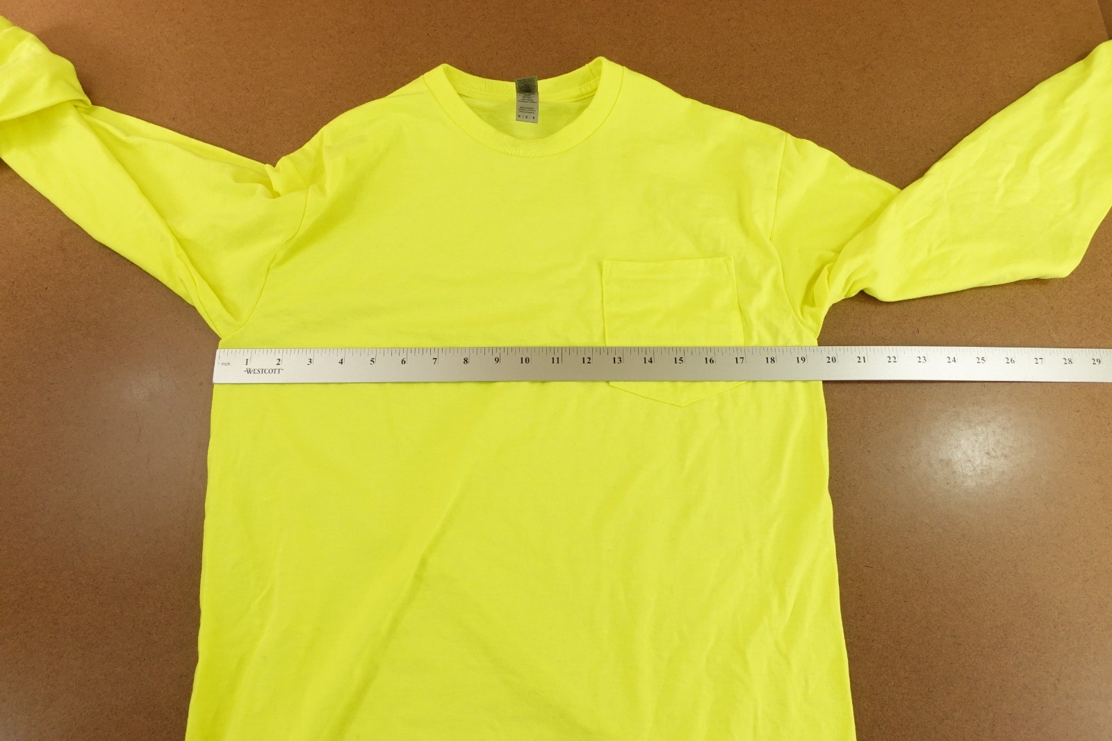 Gildan Ultra Cotton Mens Medium Safety Yellow Long Sleeve Crew Neck T-Shirt New gallery