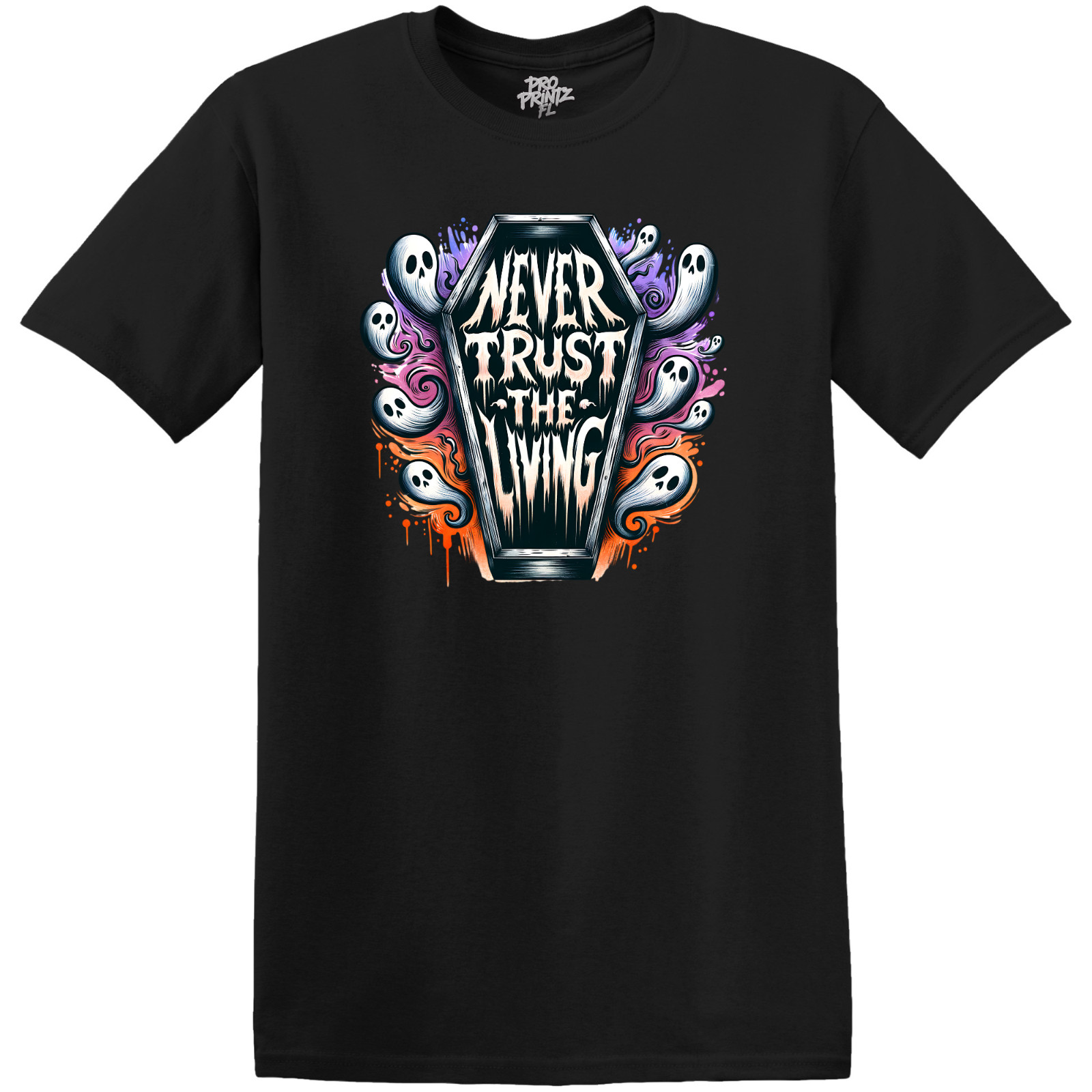 Halloween T-Shirt "Never Trust The Living" - Choose Your Size & Color gallery