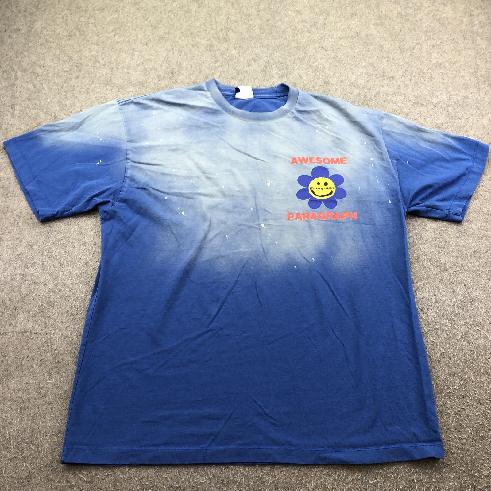 Paragraph Shirt Mens XL Blue Awesome Smiley Flower Double Sided Japan Faded gallery