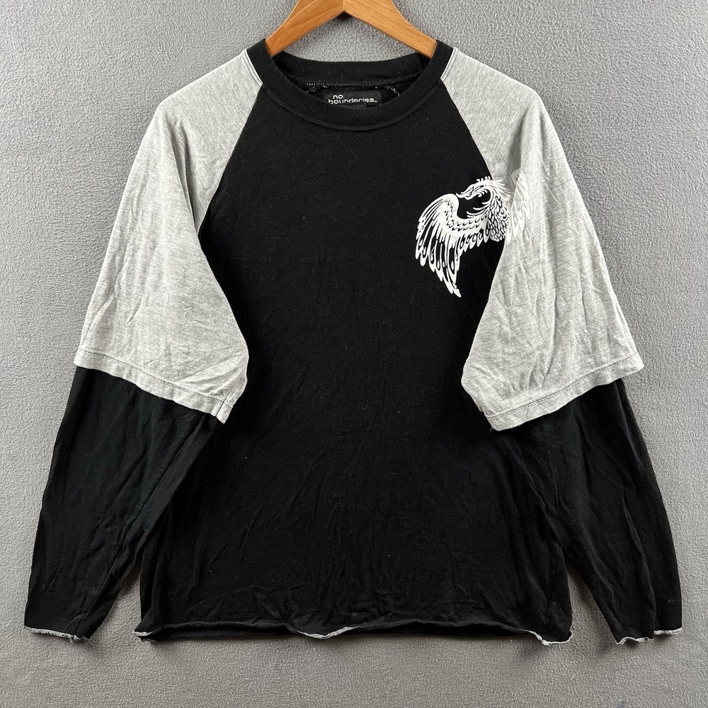 Vintage No Boundaries Shirt Mens Large Eagle Layered Skate Y2K Cyber Mallcore