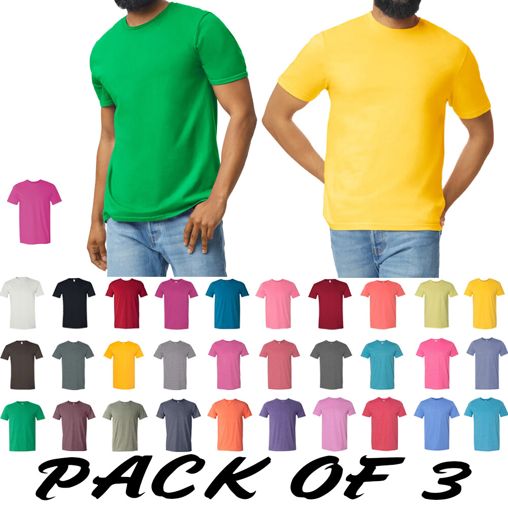 Gildan – Softstyle T-Shirt – 64000 (Pack Of 3) Bulk Plain Adult T-Shirt