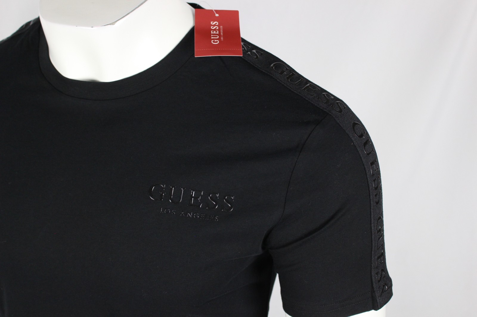 Guess Jeans Men's Paxx Ian Tape Crew T Shirt Short Sleeve M Medium Black *Hole gallery