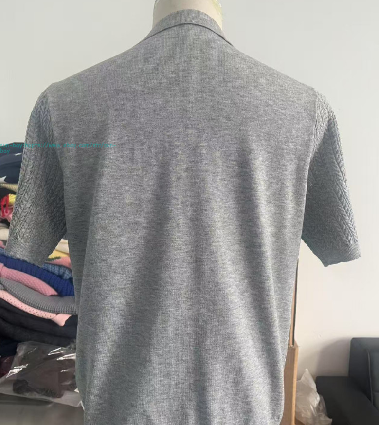 Mens Knit T-Shirt Short Sleeve Hollow Out Tops Summer Casual Knitted Shirts Gift gallery