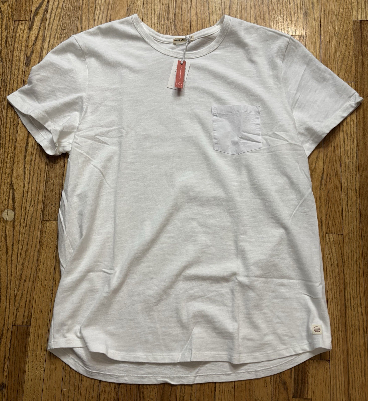 Marine Layer Heavy Slub Pocket Shirt Mens M Antique Cream White NEW