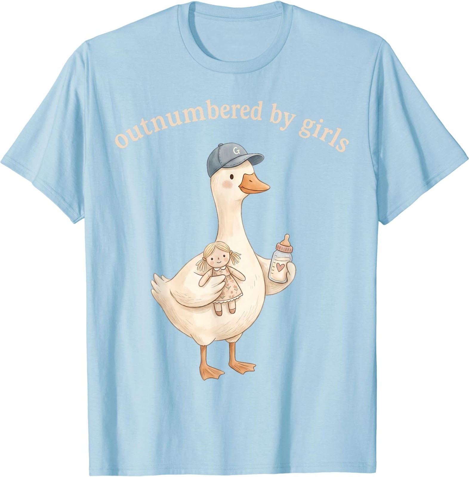 Outnumbered By Girls Funny Dad Goose Family Life T-Shirt gallery