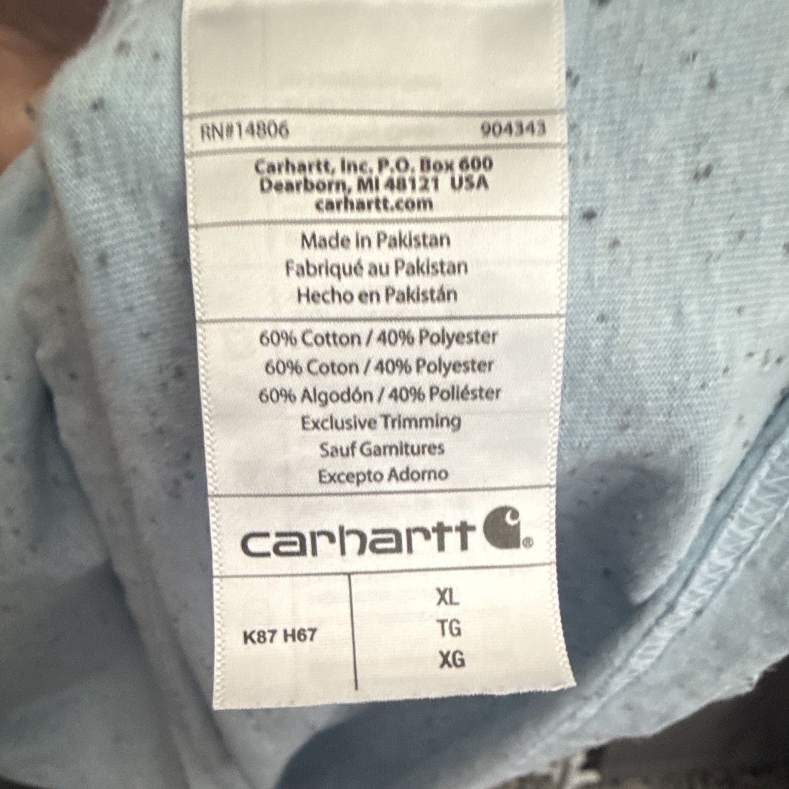 Carhartt K87 Loose Fit Pocket T-Shirt XL Light Blue Crew Neck gallery