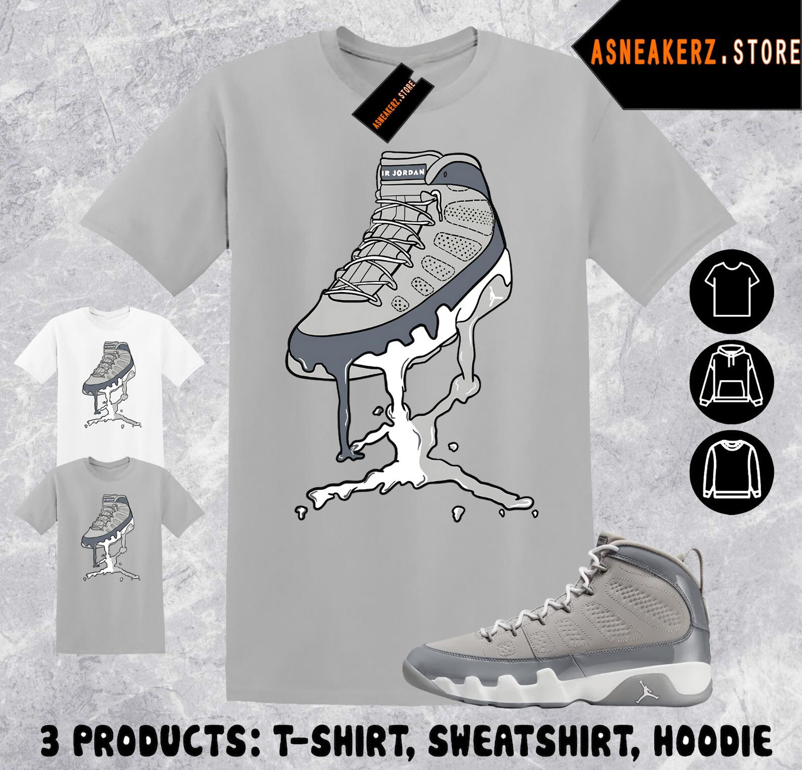 Shirt To Match AJ 9 Cool Grey Sneaker Matching Tee Drip Dripping 9s T-Shirt gallery