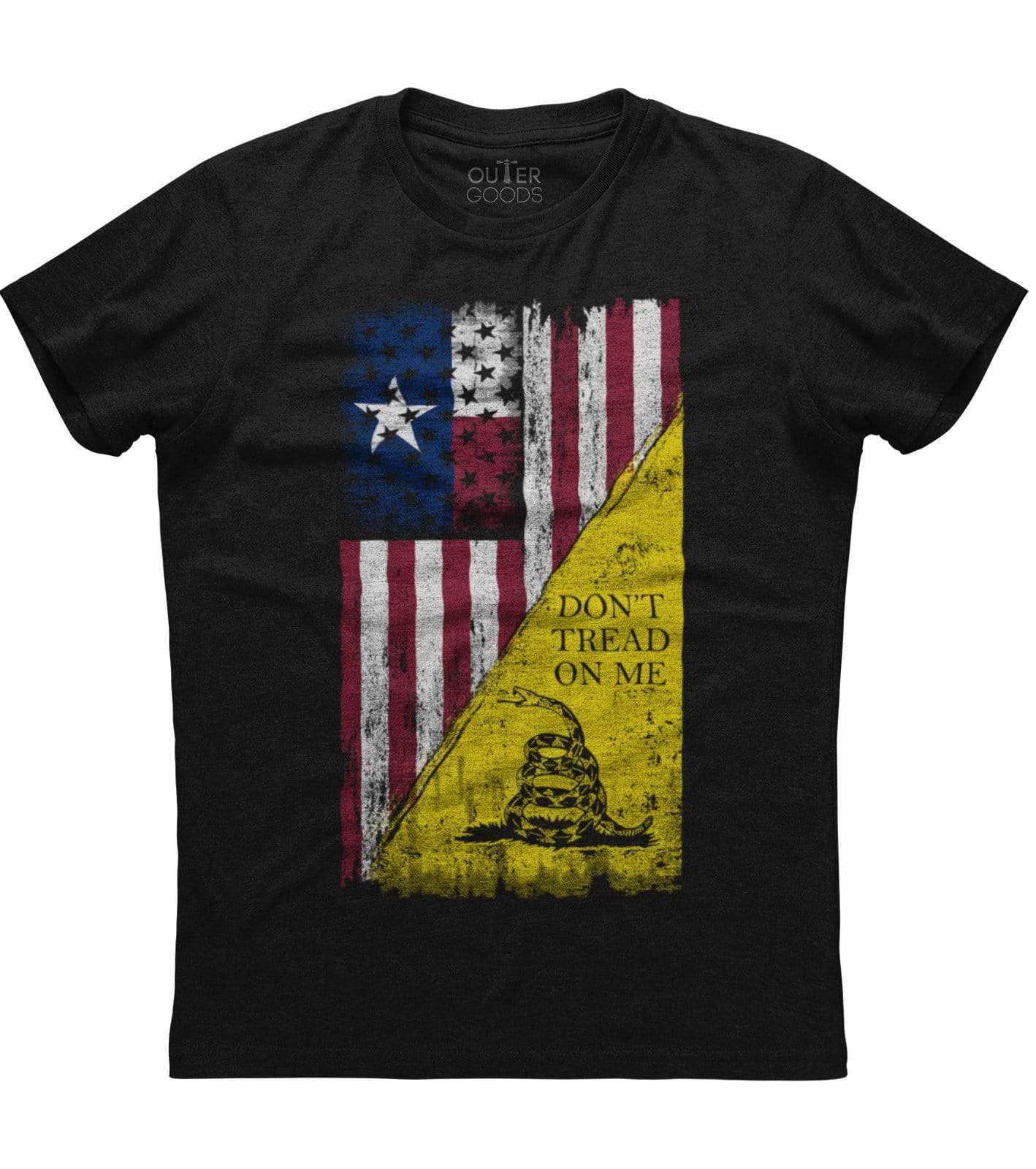 Don't Thread On Me, USA Flag and Snake Printed Men's Patriotic Black T-shirt gallery