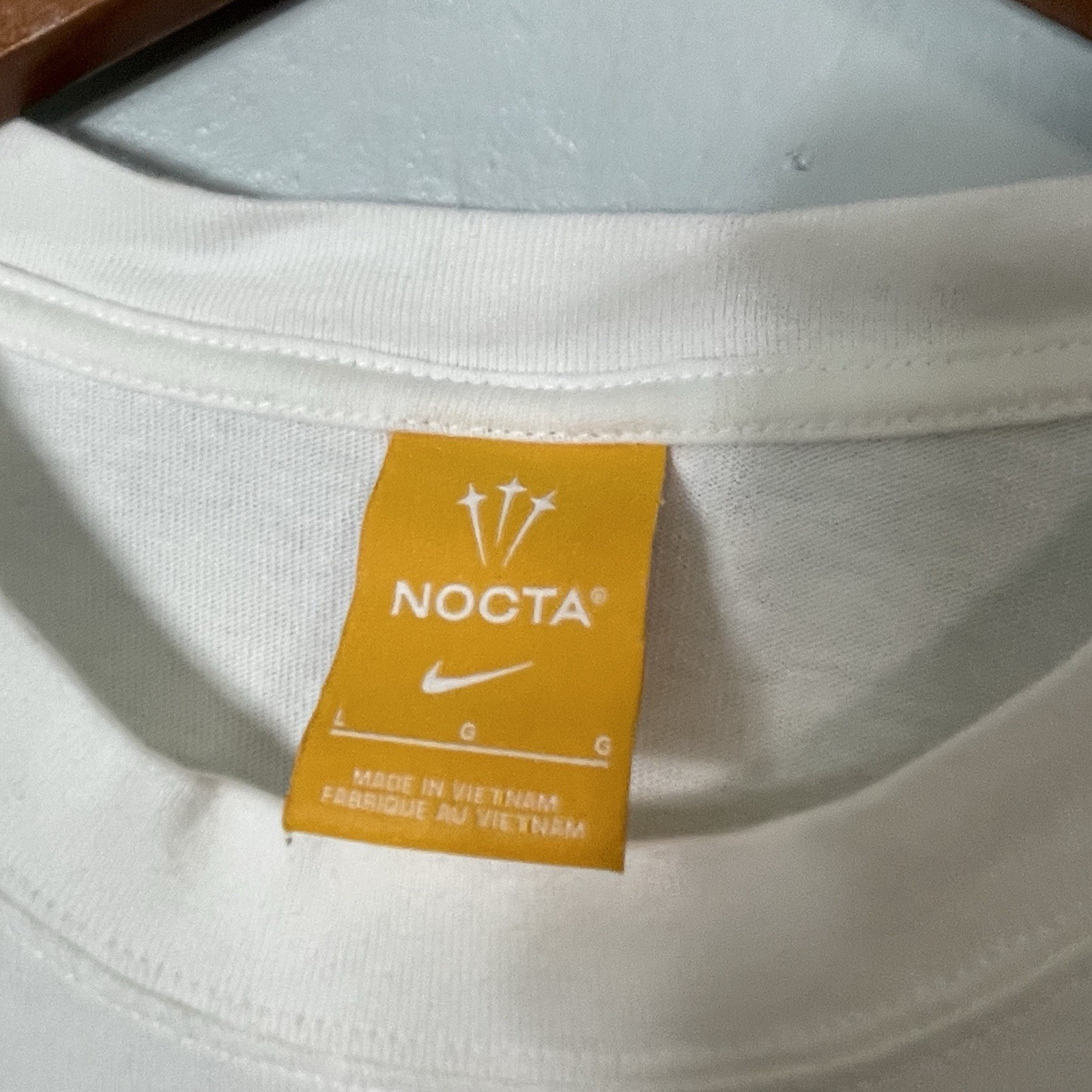 Nike x Drake NOCTA Cardinal Stock White Tee Shirt Large Logo gallery